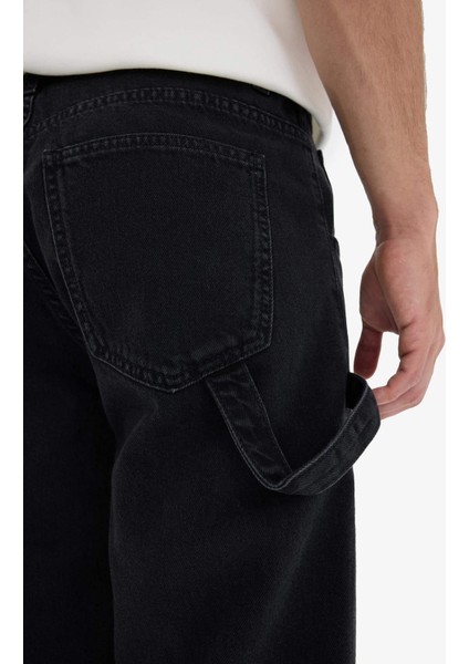 %100 Pamuk Relax Fit Geniş Paça Kargo Cepli Jean Pantolon F2986AX25AU fırsatları