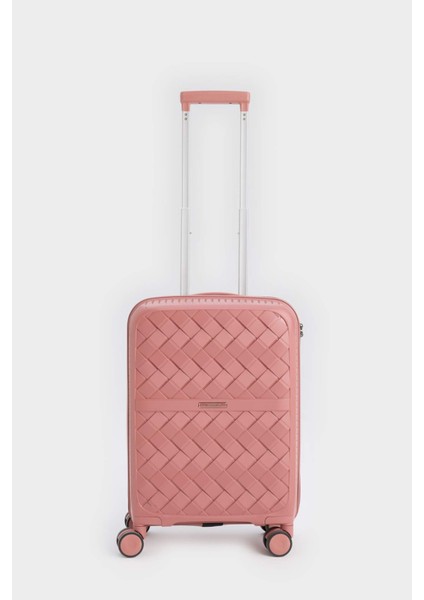 Unisex Sert Kapaklı Çekçekli Küçük Boy Valiz E7081AXNS