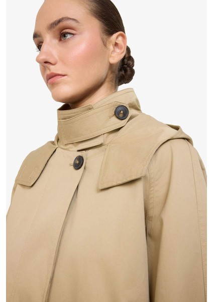 Regular Fit Kapüşonlu Fermuarlı Trençkot fırsatları