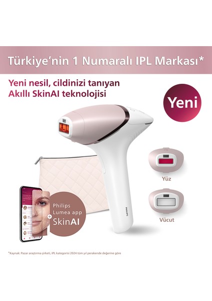 Lumea BRI950/02 Lumea Lazer Epilasyon Ipl Tüy Alma Cihazı Yüz+Vücut+Hassas Bölge Kullanımı,kablolu/kablosuz Kullanım