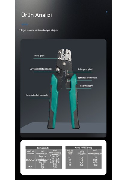 Terminal Sıkma Kelepçesi Kablo Sıyırma Kelepçesi (Yurt Dışından) fiyatları