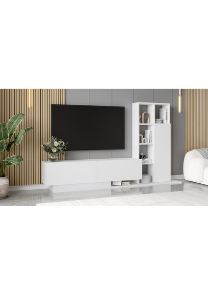 Forte Tv Ünitesi Kapaklı Kitaplık Raf Beyaz For1-W modelleri