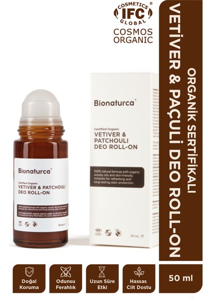 Organik Sertifikalı Vetiver & Paçuli Deo Roll-On 50 Ml-Bionaturca