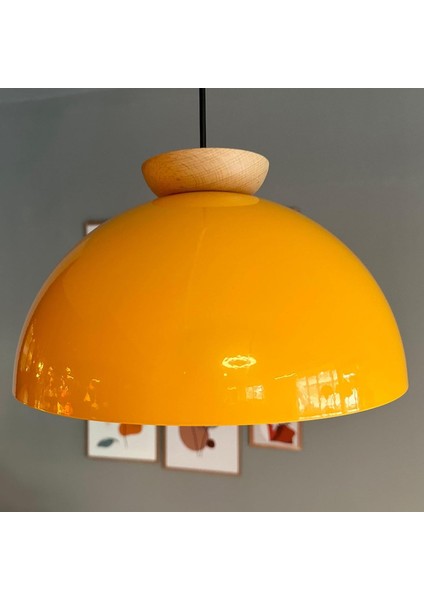 Yimpi Sarı Avize Ahşap Tekli Sarkıt Salon Kuaför Cafe Dekoratif Aydınlatma Pastane fiyatları