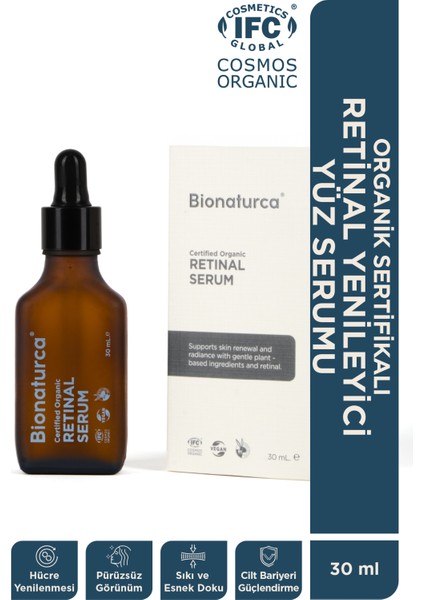 Organik Sertifikalı Retinal Yenileyici Yüz Serumu 30 ml - Bionaturca