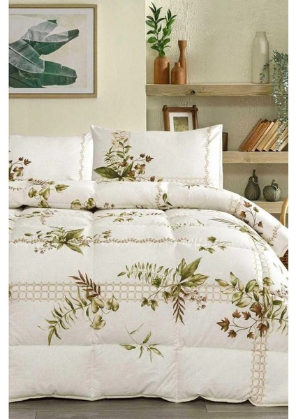 Nev Forest Ivy Çift Kişilik Krem Pamuk-Polyester Uyku Seti 195x215 cm, Klasik Desen, Silikon Elyaf Dolgulu ve Makinede Yıkanabilir modelleri