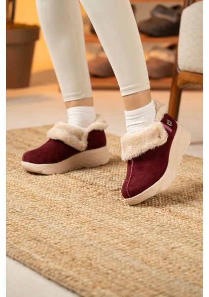 Kadın Süet Kürklü Ortopedik Ayakkabı SS001-0378 Bordo fırsatları