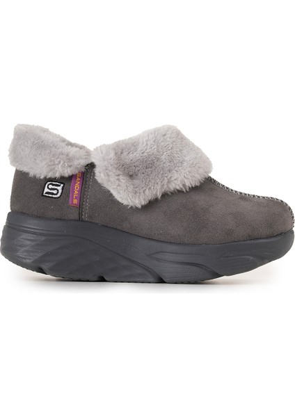 Kadın Süet Kürklü Ortopedik Ayakkabı SS001-0378 Füme