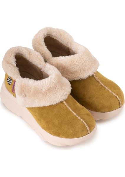 Kadın Süet Kürklü Ortopedik Ayakkabı SS001-0378 Hardal fiyatları