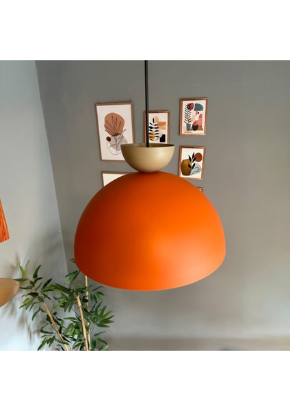 Yimpi Mat Turuncu Avize Bej Şapka Tekli Sarkıt Salon Kuaför Cafe Dekoratif Aydınlatma Pastane indirimleri