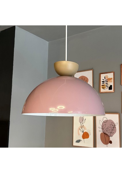 Yimpi Lila Avize Bej Şapka Tekli Sarkıt Salon Kuaför Cafe Dekoratif Aydınlatma Pastane