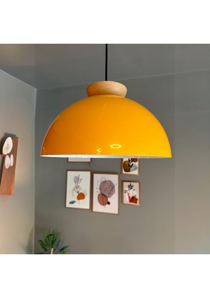 Yimpi Sarı Avize Ahşap Tekli Sarkıt Salon Kuaför Cafe Dekoratif Aydınlatma Pastane modelleri