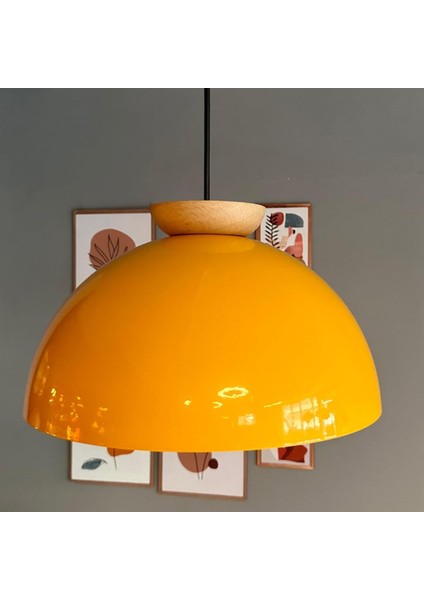 Yimpi Sarı Avize Ahşap Tekli Sarkıt Salon Kuaför Cafe Dekoratif Aydınlatma Pastane fırsatları