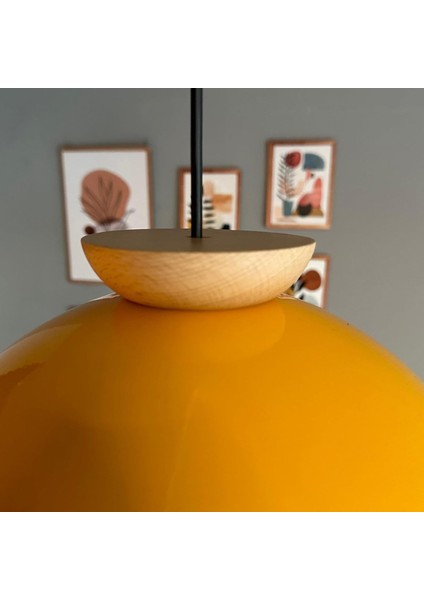 Yimpi Sarı Avize Ahşap Tekli Sarkıt Salon Kuaför Cafe Dekoratif Aydınlatma Pastane indirimleri