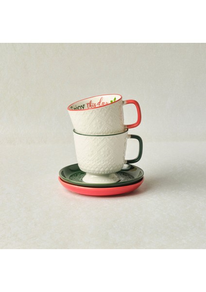 New Year Yılbaşı Snowflake 2 Kişilik Çay / Kahve Fincan Takımı 230 ml fiyatları