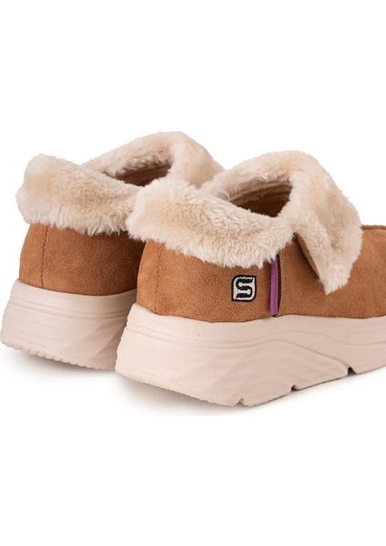 Kadın Süet Kürklü Ortopedik Ayakkabı SS001-0378 Taba modelleri