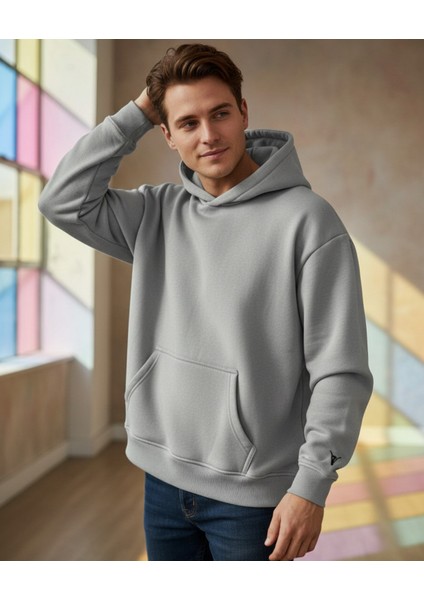 Unısex Kapüşonlu Sweatshirt Gri Gri - M fiyatları