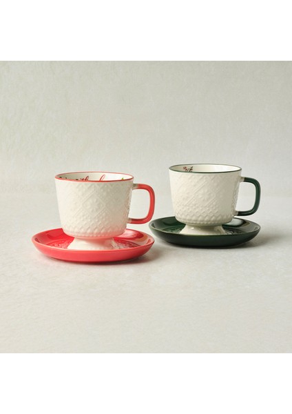 New Year Yılbaşı Snowflake 2 Kişilik Çay / Kahve Fincan Takımı 230 ml modelleri