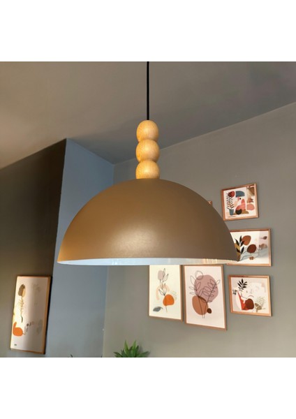 Yimpi Sütlü Kahve Avize Ahşap Üç Boncuk Tekli Sarkıt Salon Cafe Lamba Dekoratif Aydınlatma fiyatları