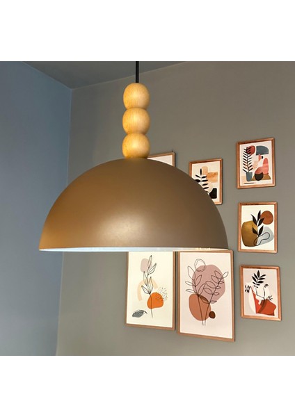 Yimpi Sütlü Kahve Avize Ahşap Üç Boncuk Tekli Sarkıt Salon Cafe Lamba Dekoratif Aydınlatma modelleri