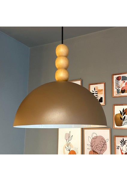 Yimpi Sütlü Kahve Avize Ahşap Üç Boncuk Tekli Sarkıt Salon Cafe Lamba Dekoratif Aydınlatma fırsatları