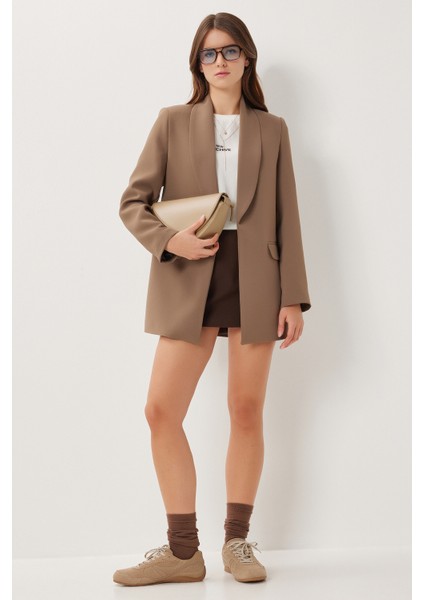 Vatkalı Blazer Dokuma Ceket LXA0006 Vizon fiyatları