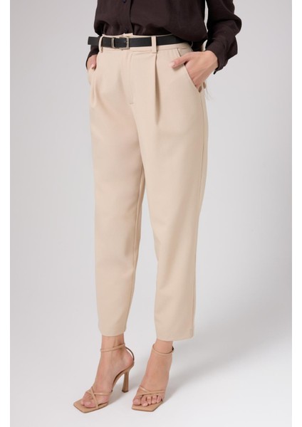 Kadın Yüksek Bel Kemerli Havuç Pantolon fiyatları