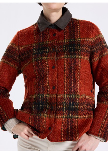 D5WL-GML3570 Kiremit Relaxed Ekose Kadın Gömlek fırsatları