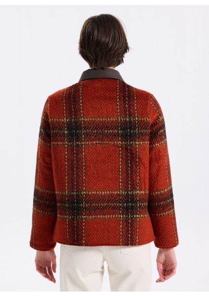 D5WL-GML3570 Kiremit Relaxed Ekose Kadın Gömlek indirimleri