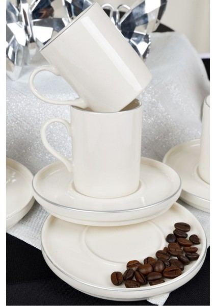 Rüya Platin Yaldız 4 Parça 2 Kişilik Porselen Kahve Fincan Takımı