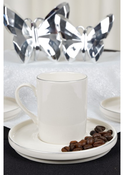 Rüya Platin Yaldız 4 Parça 2 Kişilik Porselen Kahve Fincan Takımı fırsatları