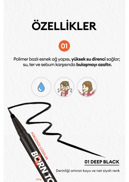 Uzun Süre Kalıcı, Suya Dayanıklı, Likit Eyeliner Born To Be Madproof Liquid Liner (01) modelleri