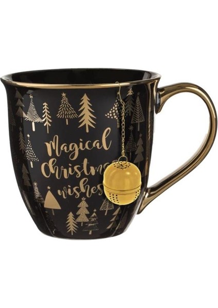 Yılbaşı Siyah Altın Yaldızlı Bitki Çayı Kupası 610ML