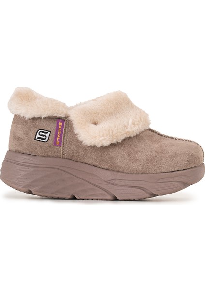 Kadın Süet Kürklü Ortopedik Ayakkabı SS001-0378 Bej