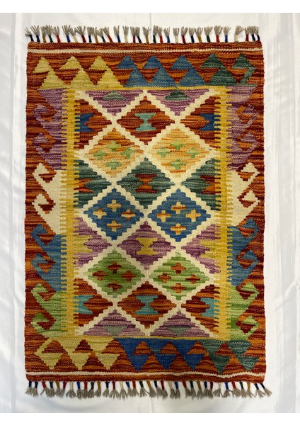 El Dokuma Afgan Kilim Yün Kök Boya