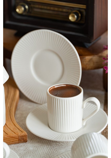 Elif 12 Parça 6 Kişilik Porselen Kahve Fincan Takımı