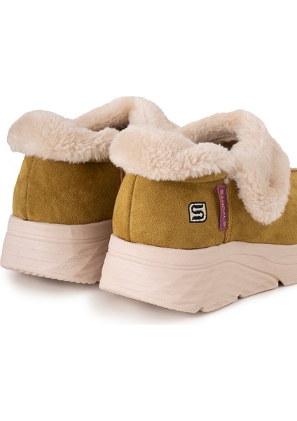 Kadın Süet Kürklü Ortopedik Ayakkabı SS001-0378 Hardal modelleri
