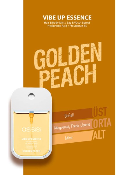 Golden Peach Hyaluronik Asit & Provitamin B5 Saç ve Vücut Spreyi 45 ml – Şeftali & Misk Kokulu Mist fiyatları