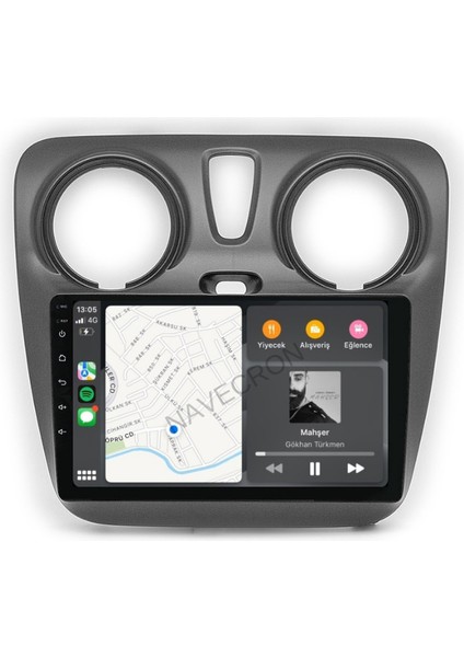 Dacıa Dokker 9" Uyumlu Android Multimedia Gerçek 4/64 Kablosuz Carplay Geri Görüş Kameralı