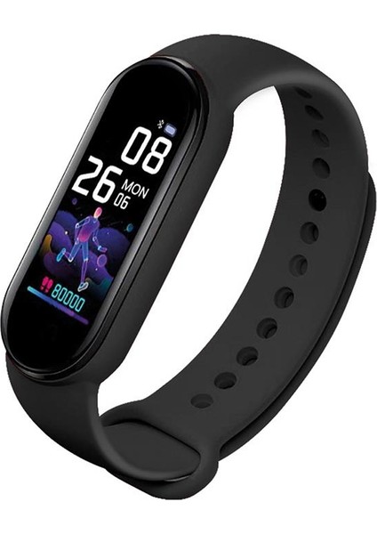 PSSW17 Akıllı Bileklik 5.1V Titreşimli Bluetooth Adım Sayar Kalp Atışı Uyku Takibi Siyah