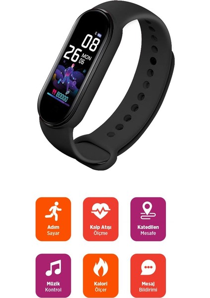PSSW17 Akıllı Bileklik 5.1V Titreşimli Bluetooth Adım Sayar Kalp Atışı Uyku Takibi Siyah fiyatları