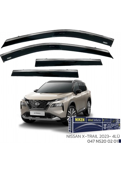 Nissan X-Trail 2022+ Kromlu Cam Rüzgarlığı 4 Lü modelleri