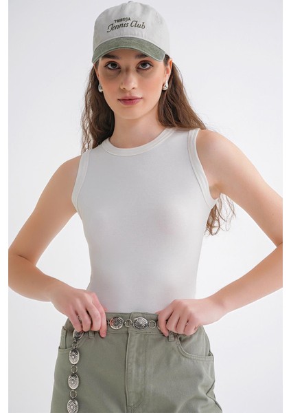 2012 Kadın Slim Fit Basic Atlet Beyaz