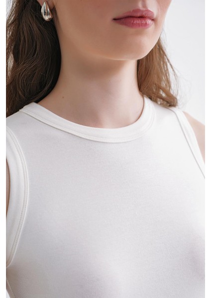 2012 Kadın Slim Fit Basic Atlet Beyaz