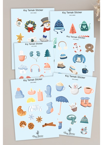 Kış Sticker Seti - 6 Adet / Ajanda, Defter,bullet Journal,scrapbook