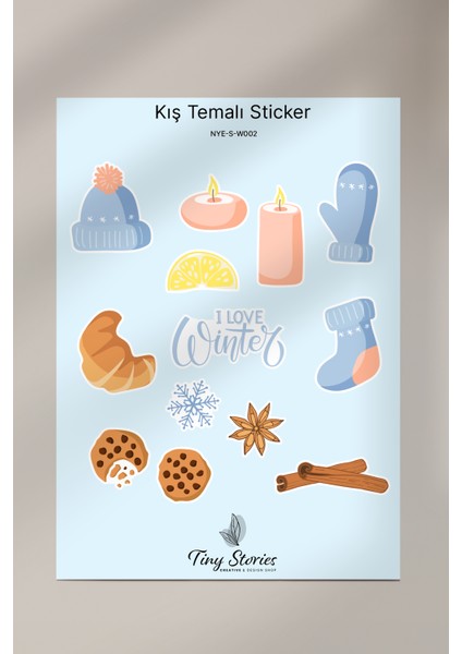 Kış Sticker Seti - 6 Adet / Ajanda, Defter,bullet Journal,scrapbook modelleri
