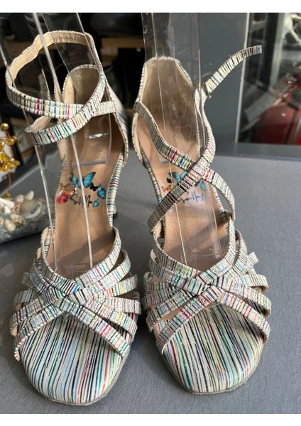 Patel Çizgili Deri Çok Bantlı 8,5 cm 13 Pont Tango, Dans ve Salon Ayakkabısı