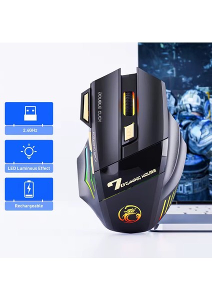 Kablosuz Oyuncu Mouse – 3200 Dpı Ayarlanabilir Hassasiyet, Rgb 7 Renk LED Aydınlatma, Şarjlı, Ergonomik Tasarım, 2.4ghz Wireless Gaming Mouse | Gw-X7 indirimleri