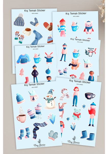 Kış Sticker Seti - 6 Adet / Ajanda, Defter,bullet Journal,scrapbook