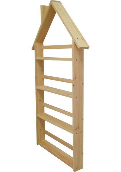 KBS123 – Kukka Doğal Ahşap Montessori Çatılı Duvar Kitaplık fırsatları